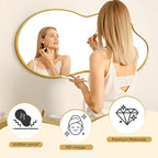 Suidia Irregular Wall Mirror, 55"x28" Bathroom Mirror Asymmetrical Mirrors Artistic Mirrors Decorative for Living Room Bedroom Bathroom Hallway Entryway, Gold, Cloud Style