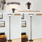 Luvkczc Torchiere Floor Lamp for Living Room - 70" Victorian Floor Lamp with with Etched Glass Shade, Vintage Standing Corner Tall Reading Light for Bedroom Office