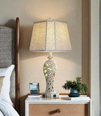 Set of 2 Rustic Table Lamps for Living Room Bedroom, Farmhouse Vintage Nightstand Lamp with 2 USB Ports, Hollow Out Resin Lamp for End Table with Nightlight, Bulbs Included (Wash White)