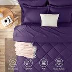 CozyLux King Size Comforter Set Purple - 7 Pieces Bed in a Bag King, Luxury Soft Bed Set for All Seasons, Bedding Set with Down Alternative Comforter, Sheets, Pillowcases & Shams