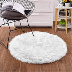 Goolela White Round Rug 3ft Fluffy Faux Sheepskin Fur Rug Small Circle Fuzzy Furry Rug for Bedroom Dorm Plush Washable Carpet
