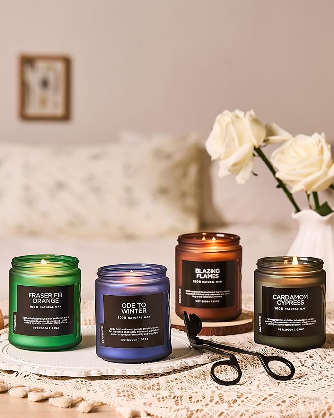 M&SENSE Fir & Orange Scented Natural Soy Wax Non Toxic Candle for Home, Cotton Wick Christmas Tree Scented 7.05oz Up to 50 Hours Holiday Aromatherapy Candle for Relaxation