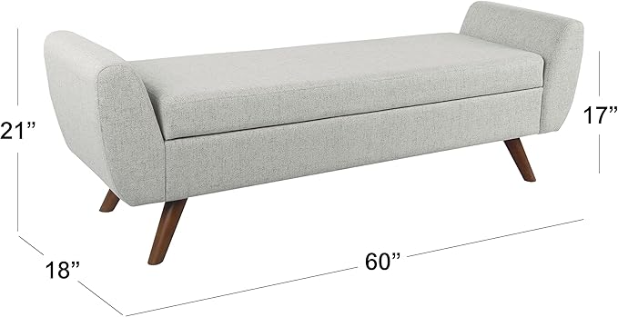 HomePop Modern Storage Bench with Wood Legs Home Décor|Bench with Storage for Living Room & Bedroom - Light Gray Woven