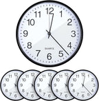 Batiyeer 6 Pcs 6 Pcs Silent Wall Clock Bulk 10 Inch Non Ticking Modern Wall Clocks Battery Operated for Classroom Home Office Kitchen School Living Room Decor (Black)