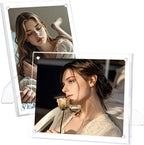 Egofine 4x6 Acrylic Picture Frames Set of 2, Clear Picture Frames with Stand, Magnetic Acrylic Photo Frames for Tabletop Display Horizontally or Vertically