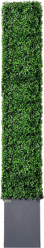 AGPL Upgraded Artificial Boxwood Hedge Wall with Dark Gray Stainless Steel Planter Box (79" Height 48" Width 12" Deep) Room Divider and Privacy Wall (79)