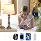 White Brown Lamps for Bedrooms Set of 2 - Touch Control Bedside Lamp with USB C+A, 3 Way Dimmable Nightstand Lamps with USB Port, Table Lamp for Living Room(White Shade and Brown Base)