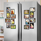 CRUGLA 5x7 Magnetic Picture Frames for Refrigerator 12 Packs, Modified Magnetic Sheet with Self Adhesive Backing, Black 5 by 7 Magnetic Photo Frame Set for Glass Window Door Cubicle