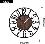 LEIKE Large Wall Clocks,Silent,Non Ticking,Battery Operated Small Vintage Round Modern Wood Wall Clock for Living Room, Bedroom,Kitchen,Farmhouse,Office Decor-13.5 Inch(Black-Arabic Number)