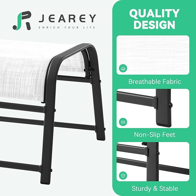 JEAREY All-Weather Outdoor Footstools Patio Ottoman Footrest Set of 2, Ergonomically Designed for Garden, Deck, Yard & Poolside - White