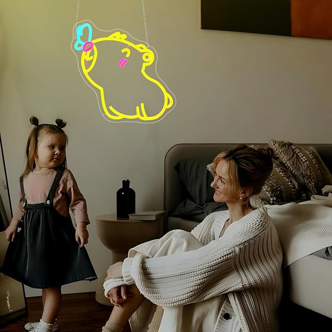 Capybara Neon Sign, Neon Signs for Wall Decor Neon Yellow LED Signs Room Neon Light Up Signs Home Decor for Bedroom Club Party Bar Shop USB Operated