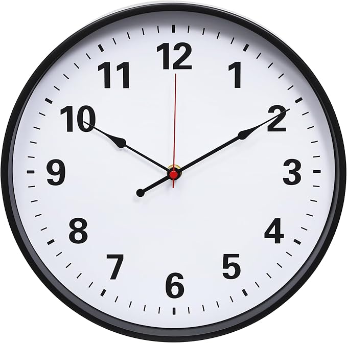 LEIKE Metal Wall Clock 12IN Black, Retro Silent Quartz Battery Operated, Decorative for Patio, Kitchen, Living Room, Bedroom, Pool