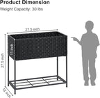 SUNNYPARK Tall Planters for Outdoor Plants Rattan Modern Elevated Planter Box with Removable Liners Indoor Outdoor Porch Patio Flower Pot (27.5’’ x 12’’ x 27.5’’)