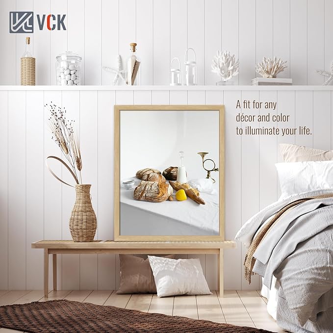 VCK 24x30 Oak Wood Frame for Poster & Picture, Natural Solid Wood Photo Frames 3 Pack, Wall Mounting Hanging