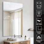 Frameless Mirror, 60x36 Large Bathroom Mirrors for Wall, Upgraded Shatterproof Rectangle Vanity Mirror Over Sink with Polished Edge for Bathroom,Bedroom,Living Room and Entryway