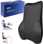 Soft Lumbar Support Pillow for Office Chair and Car Seat,Back Support Pillow for Truck Driver's Seat, Back Cushion for Pain Relief Improve Posture (Leather-Black)