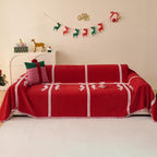 Chenille Armchair Sofa Slipcover Washable Furniture Protector Recliner Couch Cover 1-Piece Cushion Stain Resistant Chair Cover Soft Breathable Couch Cover Blanket, Red Bow 71"x 150"