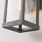 mirrea 11" Classic Outdoor Wall Sconce 1 Light in Matte Gray Rectangular Metal Frame and Clear Glass Shade Waterproof Porch Light Patio Light Pack of 2