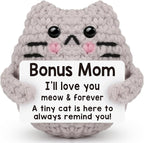 Bonus Mom Gift from Daughter Son Birthday Gifts for BonusMom Stepmom Emotional Support Crochet Cat Cute Stuff Thing Handmade Positive Crochet Mothers Day Christmas Stocking Stuffers