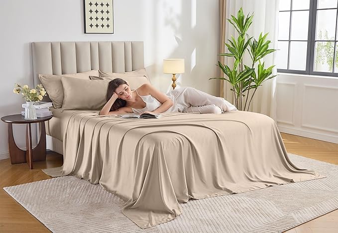 Twin Sheets by Pure Bamboo, Genuine 100% Organic Viscose Derived from Bamboo Bed Sheet Set, Luxuriously Soft & Cooling, Double Stitching, Lifetime Quality Promise (Twin, Taupe)