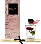 LOVSPA Reed Diffuser Set, PURIFY Rosewater Scented Oil Diffuser with Sticks, Home Fragrance Accessories for Bathroom Shelf Decor, Aroma Diffusers for Home or Office Desk, USA Made