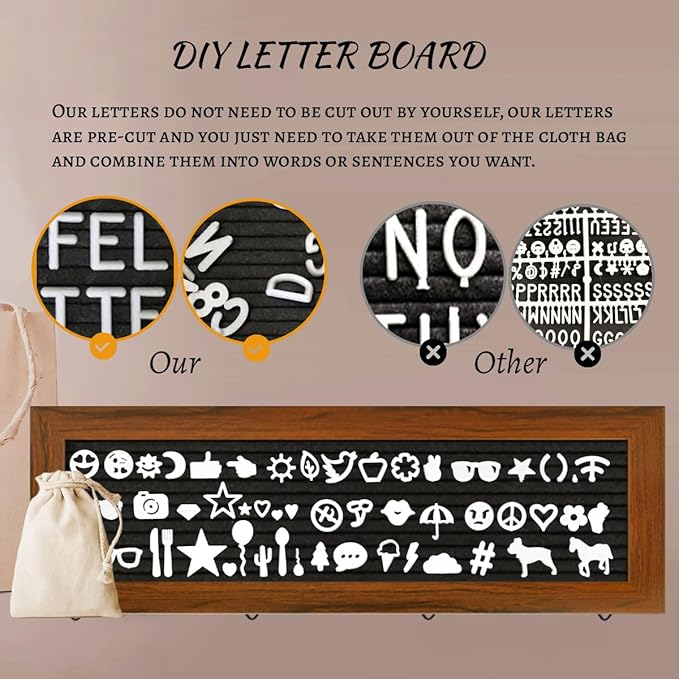 Hanging Photo Display Wall Decor, Picture Frames Collage Felt Letter Board with 270 Letters and 30 Clips, DIY Boho Dorm Room Decor for Wall, Mothers Day Party Birthday Gifts