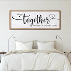 And So Together They Built A Life They Loved Decorative Rustic Sign & Plaque Framed Wall Art for Couples, 40''×15''Wooden Long Wall Decor Above Bed, Vintage Horizontal Farmhouse Wedding Gift