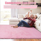 Shag Area Rug for Bedroom 4x6,Pink Fluffy Area Rugs for Living Room,Soft Fuzzy Rug Non-Shedding Indoor Plush Carpet for Kids Bedroom Nursery Dorm Home Decor