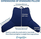 ComfortSpa Reading Pillow for Bed Adult Size, Back Rest Pillow with Arms, Pockets, Washable Cover; Use as Back Pillow for Bed Sitting Up for Bedrest or Relief from GERD Heartburn (Large Navy Blue)