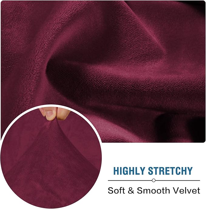 H.VERSAILTEX Velvet Stretch Couch Cushion Cover Plush Cushion Slipcover for Chair Cushion Furniture Protector Seat Cushion Sofa Cover (1 Piece Armchair Cushion Covers, Burgundy)