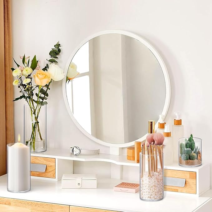 48 Pack Thick Glass Cylinder Vases 4,6,9,12 Inch Tall Clear Flower Vase Hurricane Floating Candle Holder for Table Centerpiece Wedding Home Decor