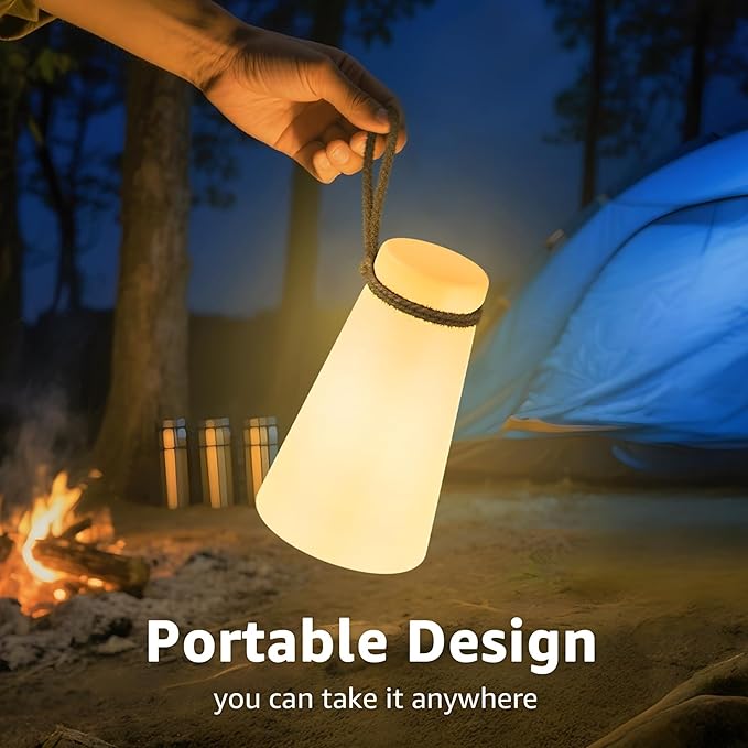 Portable Outdoor Table Lamp, Cordless Rechargeable Outdoor Table Lanterns RGB LED Lights with Remote, IP44 Water-Resistant Battery Operated Hanging Lamp for Patio Garden Camping Dining Room