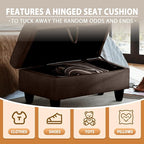 Ottoman Rectangular Storage Ottoman Bench, Flannel Footrest Stool Footstool with Lid for Living Room, Bedroom, Entryway, Coffee, 28.5"x19"x17.5"