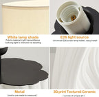 White Ceramic Table Lamps 21.5In, Modern Plug in Table Lamp Decor for Bedroom Bedside Nightstand Living Room Office Desk