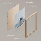 SIGNWIN Framed White Surfboard Tropical Palm Tree Beach Shore Wall Art, Set of 4 Landscape Colorful Wall Decor Prints, Nature Wilderness Wall Décor for Living Room, Bedroom - 11"x14" Natural