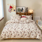 Christmas Comforter Set Twin Size, Christmas Bed Set with Reindeer Stars Red Bedding Set for Holiday, 2 Pieces 1 Super Soft Comforter and 1 Pillowcase