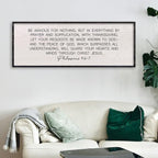 LuZhiQiang Be Anxious for Nothing Wall Decor 32"×12" Philippians 4:6-7 Bible Verse Sign Large Christian Scripture Wood Framed Hanging Decor (Black)