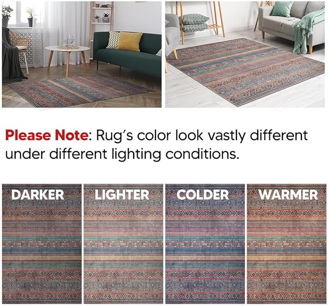 Keen Home Design 2x7 Rug - Machine Washable Runner Rug with Non-Slip Backing, Ideal for Hallway, Entryway, Kitchen, Laundry Room - Vintage, Easy Clean, Durable, Low Pile Rug - (2'6" x 7')