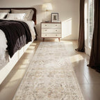 AMOAMI-2X10 Runner Rug-Washable Runners for Hallways-Soft Non Slip Bedside Rugs for Bedroom-Vintage Long Rug for Hallways Entryway Laundry Room Stair Kitchen Bathroom Beige