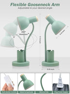 LED Desk Lamp with Pen Holder, Eye-Caring Desk Light 3 Color Modes Reading Light Flexible Gooseneck Metal Study Lamp, Cute Table Lamps for Home Office Bedside Dorm (Green Lamp)