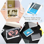 Xuhal Acrylic Business Card Frame 2.5 x 3.5 inch Clear Double Sided Magnetic Photo Block Frames, 20mm Thickness Frameless Wallet Size Picture Frames Stamp Display Stand for Home Office Decor(3 Pcs)