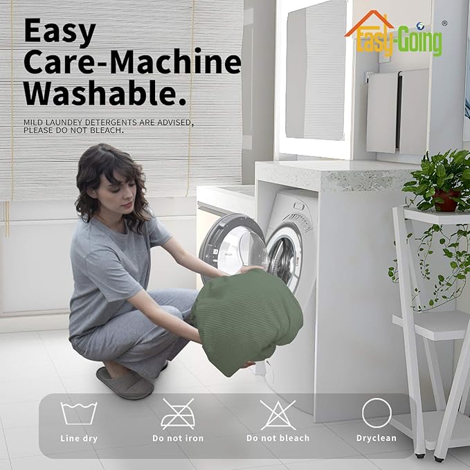 Easy-Going 8 Pieces Recliner Sofa Stretch Sofa Slipcover Sofa Cover Furniture Protector Couch Soft with Elastic Bottom Kids, Spandex Jacquard Fabric Small Checks Greyish Green