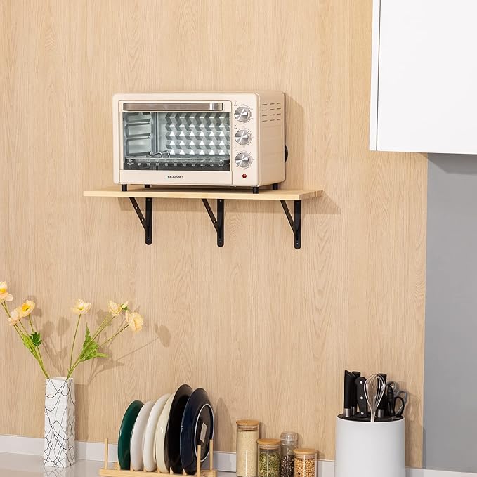 12 Pack 8" x 6" Heavy Duty Aluminum Alloy Shelf Brackets, Max Load 360 lbs, Black, Wall Mount