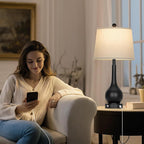 26" Black Table Lamps Set of 2 for Living Room, Touch Control Bedside Lamp for Bedroom, 3-Way Dimmable Nightstand Lamp with USB A+C Port (2 LED Bulbs Included)