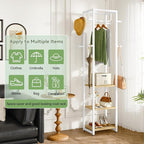 IBUYKE Coat Rack with Shelves, Freestanding Hall Tree with 3 Shelves and 8 Hooks, Industrial Clothes Stand for Entryway, Hallway, Bedroom, Natural UTMJ088R