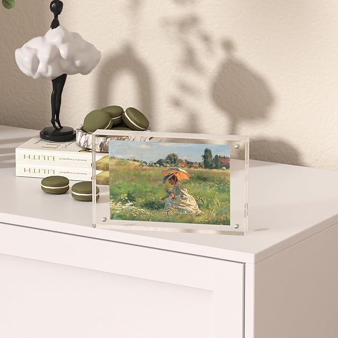5x7 Acrylic Magnetic Picture Frames 5x7 Clear Picture Frames,5 by 7 Frameless Acrylic Photo Frame,Free Stand Double Side Picture Frame with Gift Box