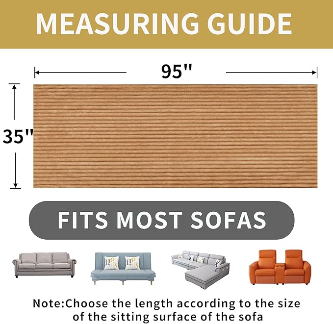 HAOMAIJIA Waterproof Couch Cover for Dogs Washable,Faux Fur Pet Couch Covers for Sofa,Soft Dog Bed Cover Non-Slip Couch Covers for 3 Cushion Couch Sofa Pet Friendly (Khaki, 35" x 95" 1 Pack)