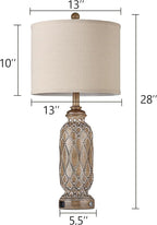 Farmhouse Lamps for Living Room Set of 2, 28" Table Lamps for Bedroom with USB Ports, 3-Way Dimmable Nightstand Table Lamp (Bulbs Included)