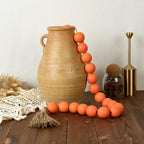 OMISHE Extra Large Wood Bead Garland Orange with 1.6" Diameter Wooden Beads and Tassels, 41" Long Rustic Farmhouse Country Decorative Beads for Home Tiered Tray Decor, Orange