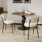 Dining Chairs Set of 2 pcs, Boucle Comfortable Upholstered Seat Fabric with Curved Backrest, Mid Century Modern Contemporary Scandinavian Designer Chairs Ideal for Dining Room, Kitchen, White